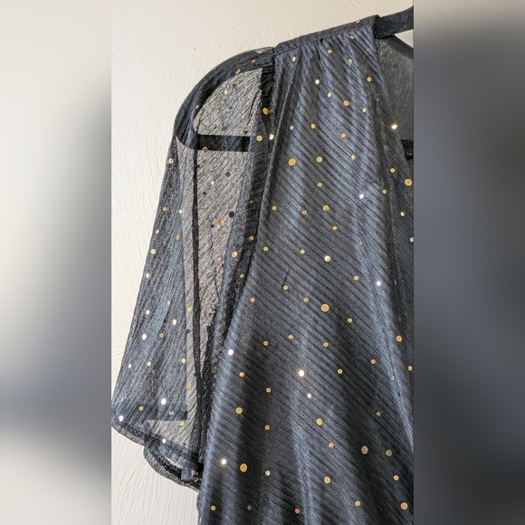 BALTIC BORN Grace Sparkle Dress, Black w/gold, faux-wrap, short sleeve, Size S - Picture 7 of 11